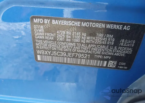 2018 BMW X2 xDrive28I z USA, uszkodzony, nr VIN WBXYJ5C39JEF79521
